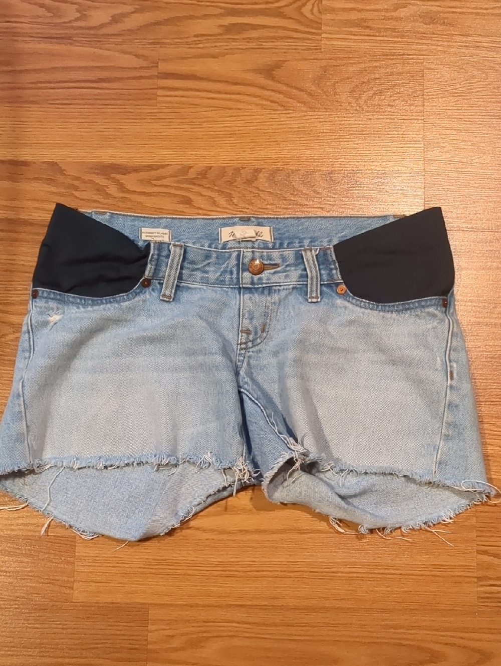 Madewell Maternity Relaxed Denim Shorts Light Essen Wash Side Panel Size 27